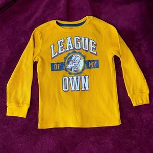 365 kids thermal long sleeve shirt, “League of my own”